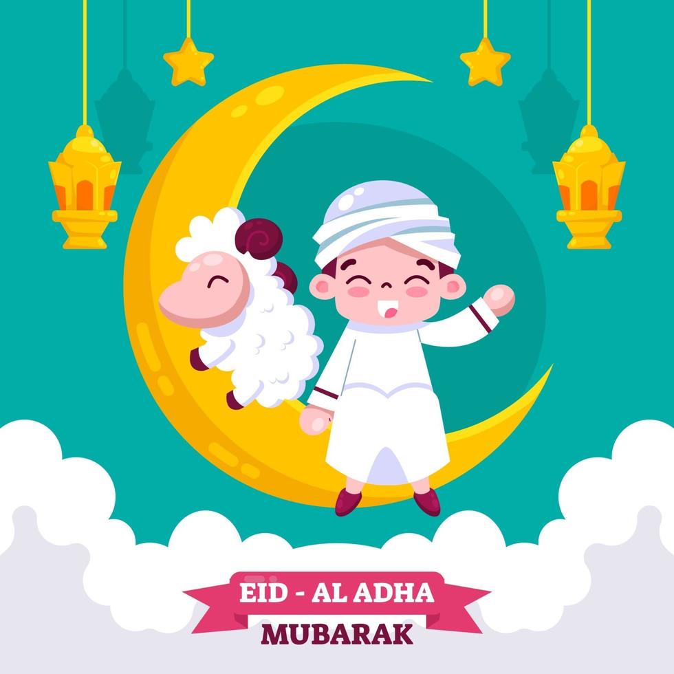 Cute Design of Eid Al-Adha vector