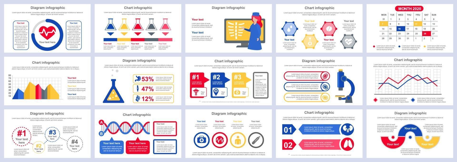 Medical services infographics presentation slides template vector design template