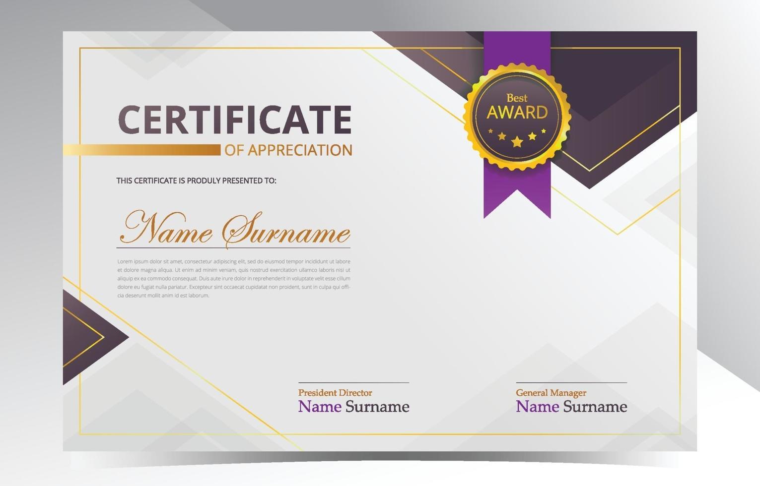 Modern Certificate of Appreciation Template vector