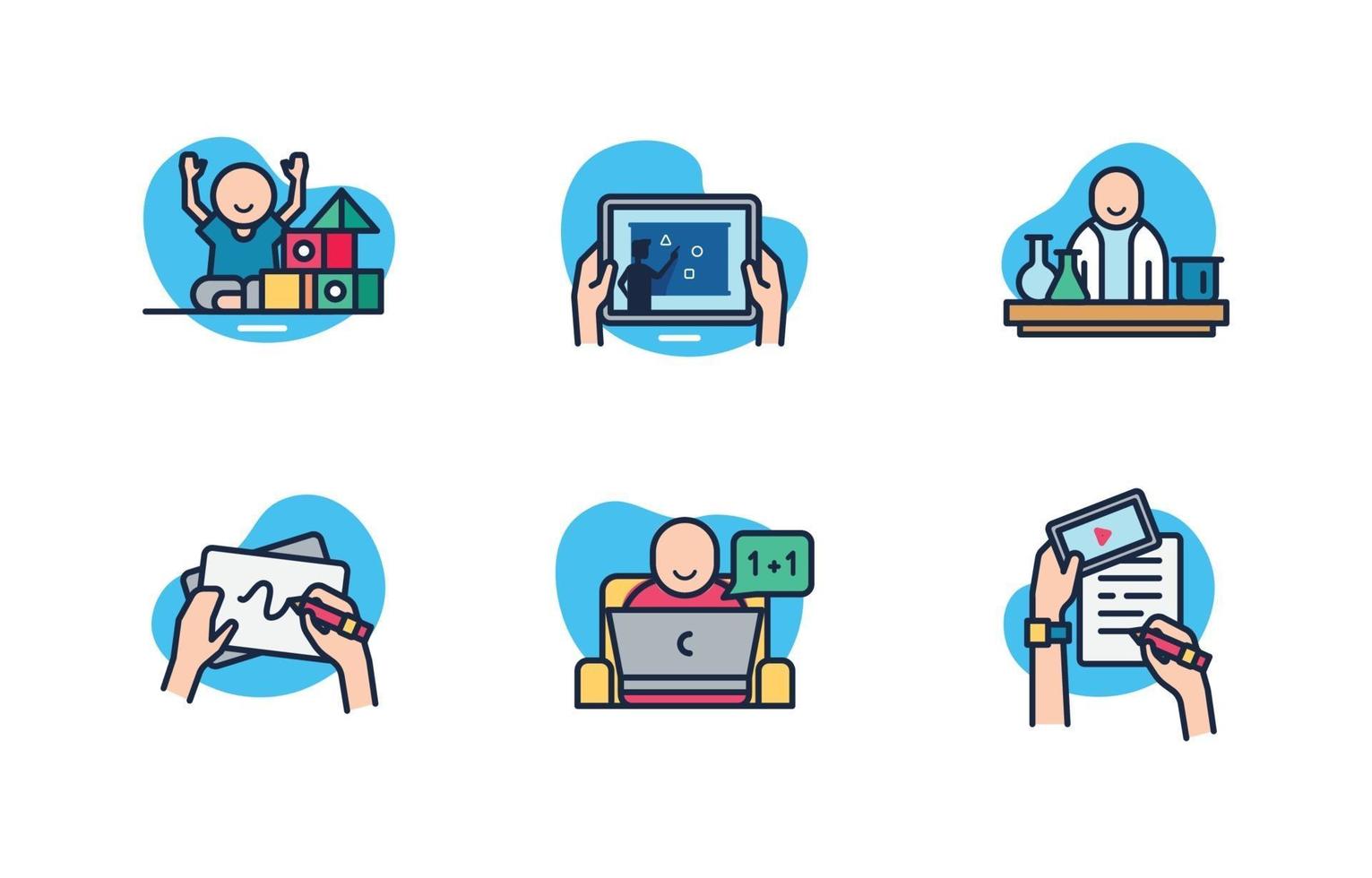 School Icon Collection in Flat Design vector