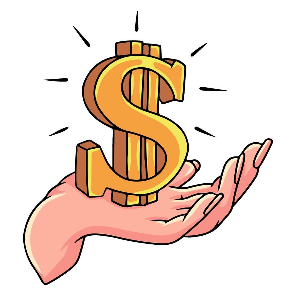Pictograph of money in hand. Vector icon 10 EPS