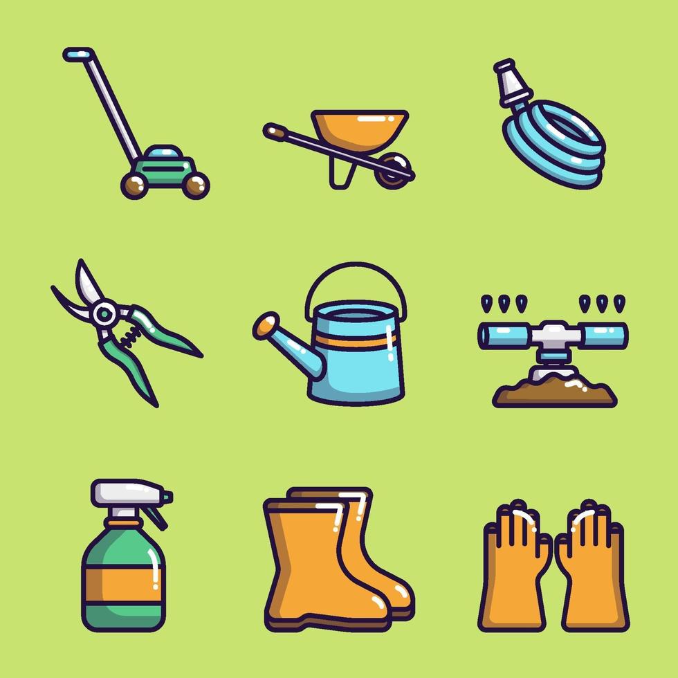 Gardening Icon Collection in Flat Design vector