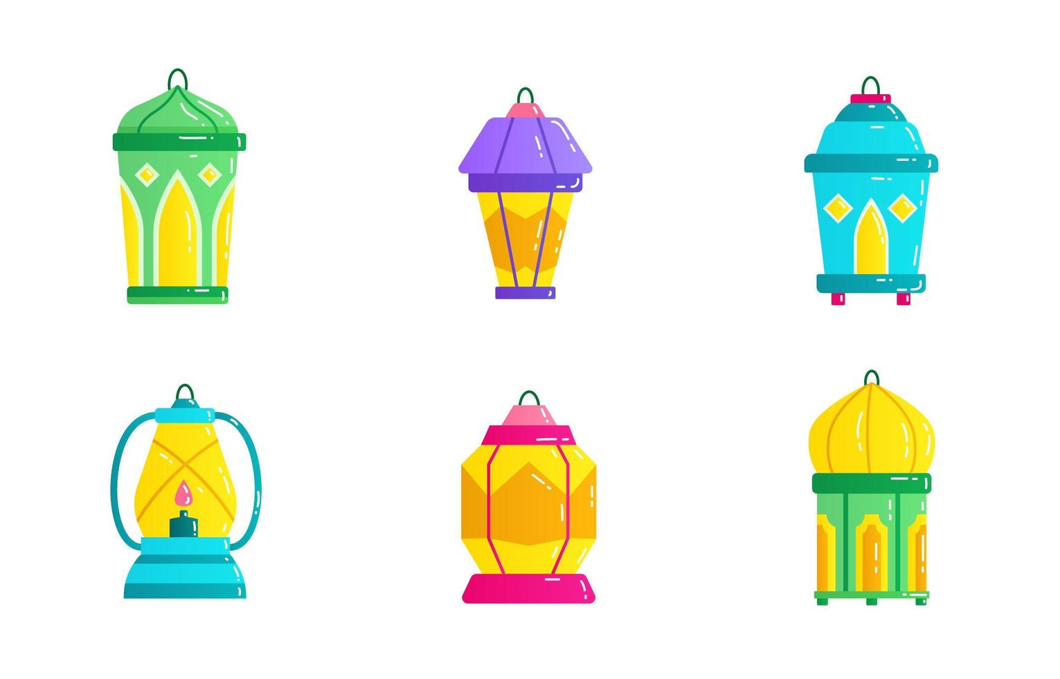 Eid Mubarak Lantern Icon Set vector