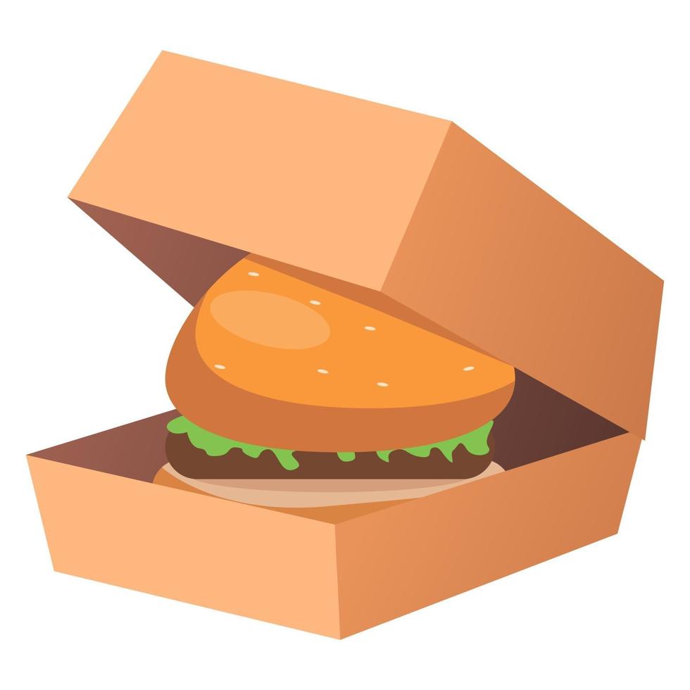 Large burger individually wrapped. Fast food. Food. Unhealthy food. Cartoon style. vector