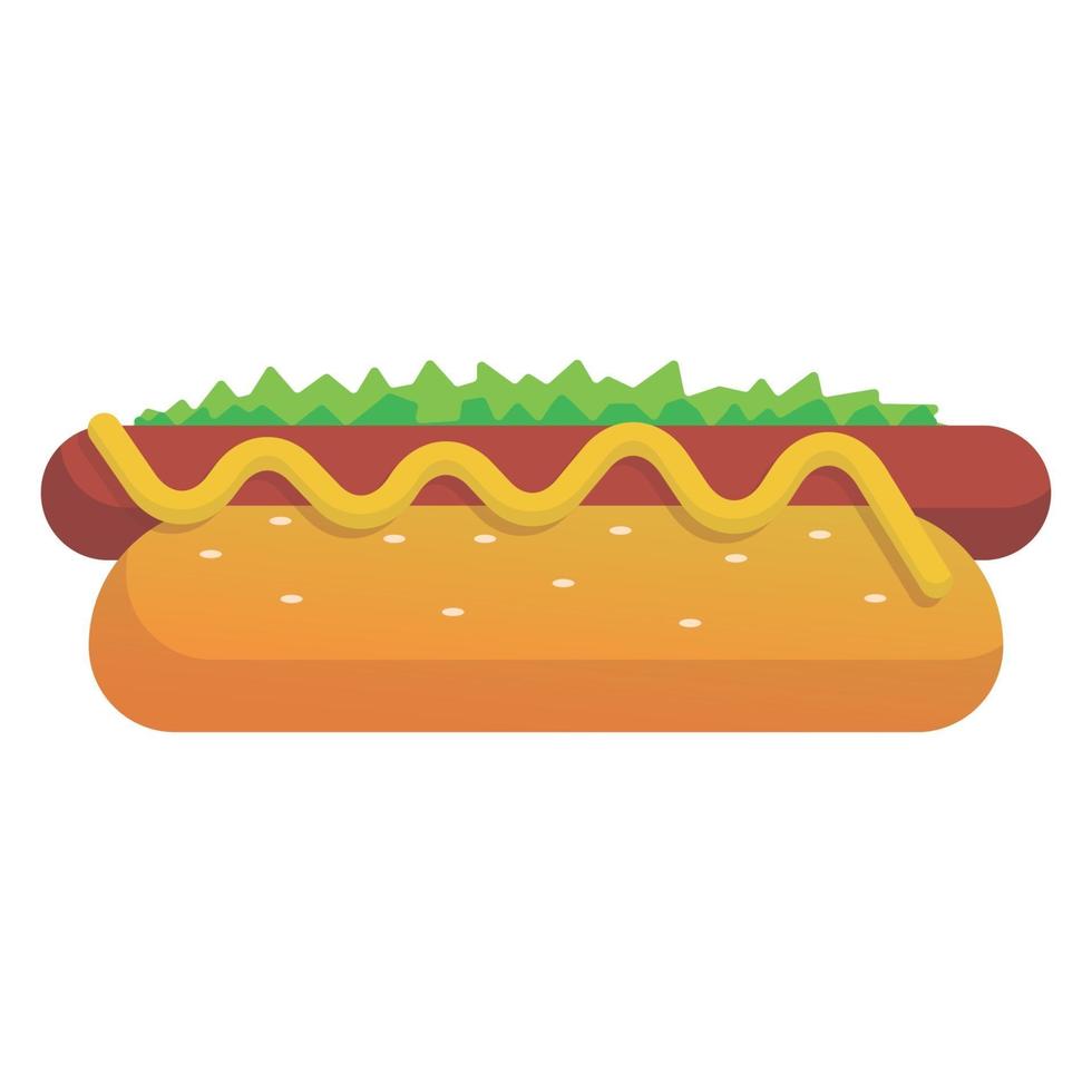 Hot dog. jugoso hot dog. Comida rápida. comida chatarra. estilo de dibujos animados. vector