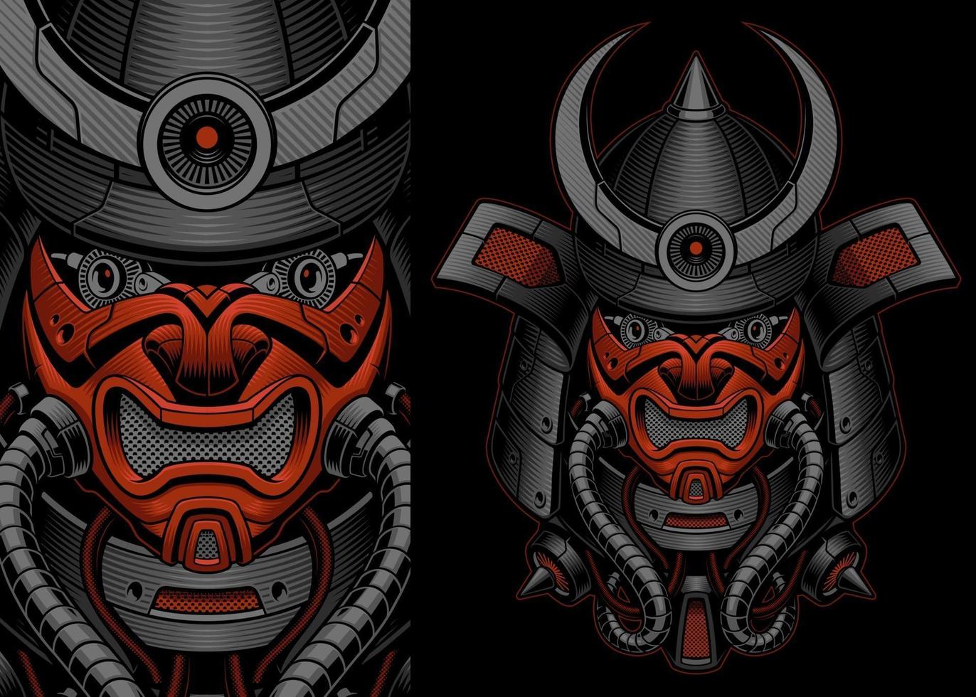 una ilustración vectorial de un robot samurai vector