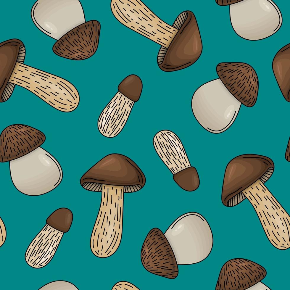 TURQUOISE BACKGROUND WITH COLORFUL MUSHROOMS vector