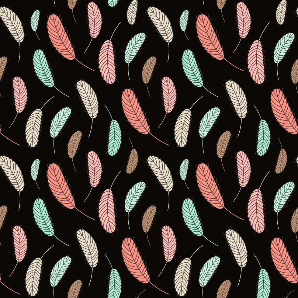 Feathers are a seamless pattern. Boho pattern with feathers. Vector illustration