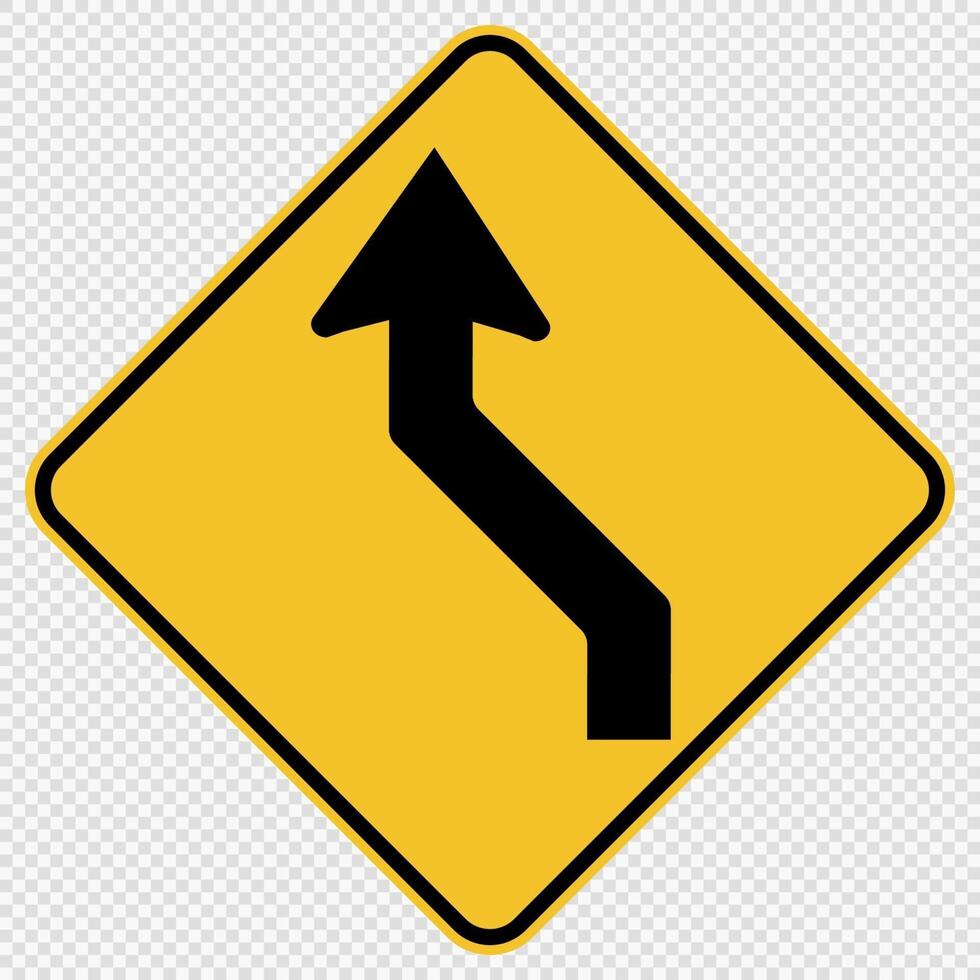 Curved Left Traffic Road Sign on transparent background vector