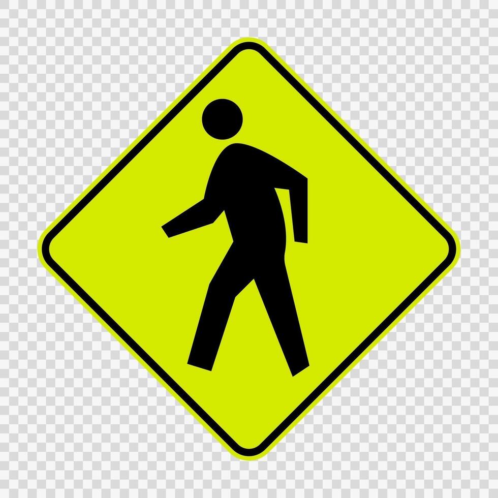 Pedestrian Crossing sign on transparent background vector