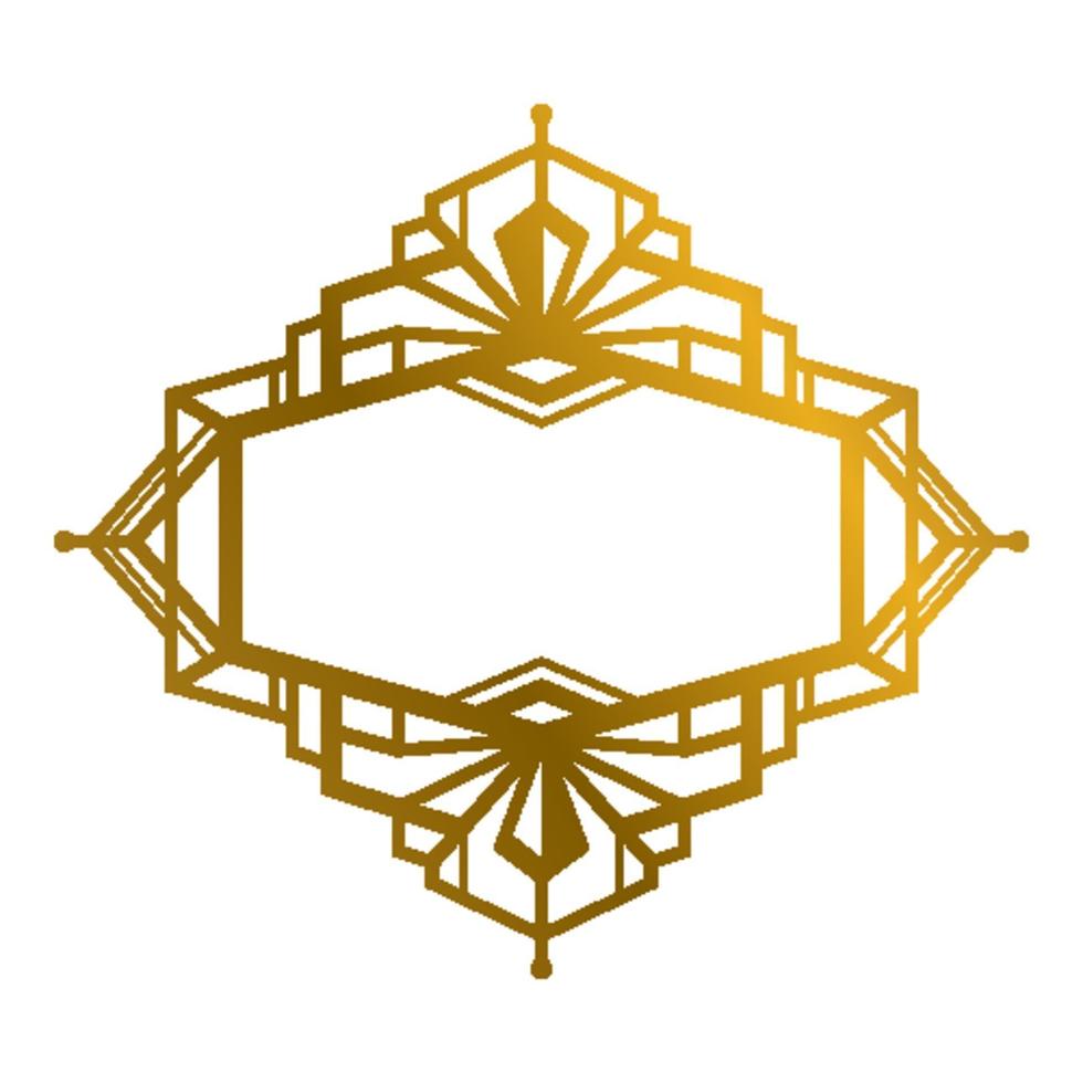 Vector image of geometrical golden frame on white background