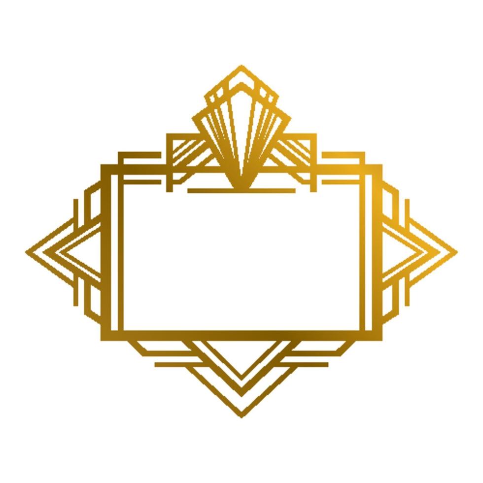 Vector image of geometrical art deco vintage golden frame on white background