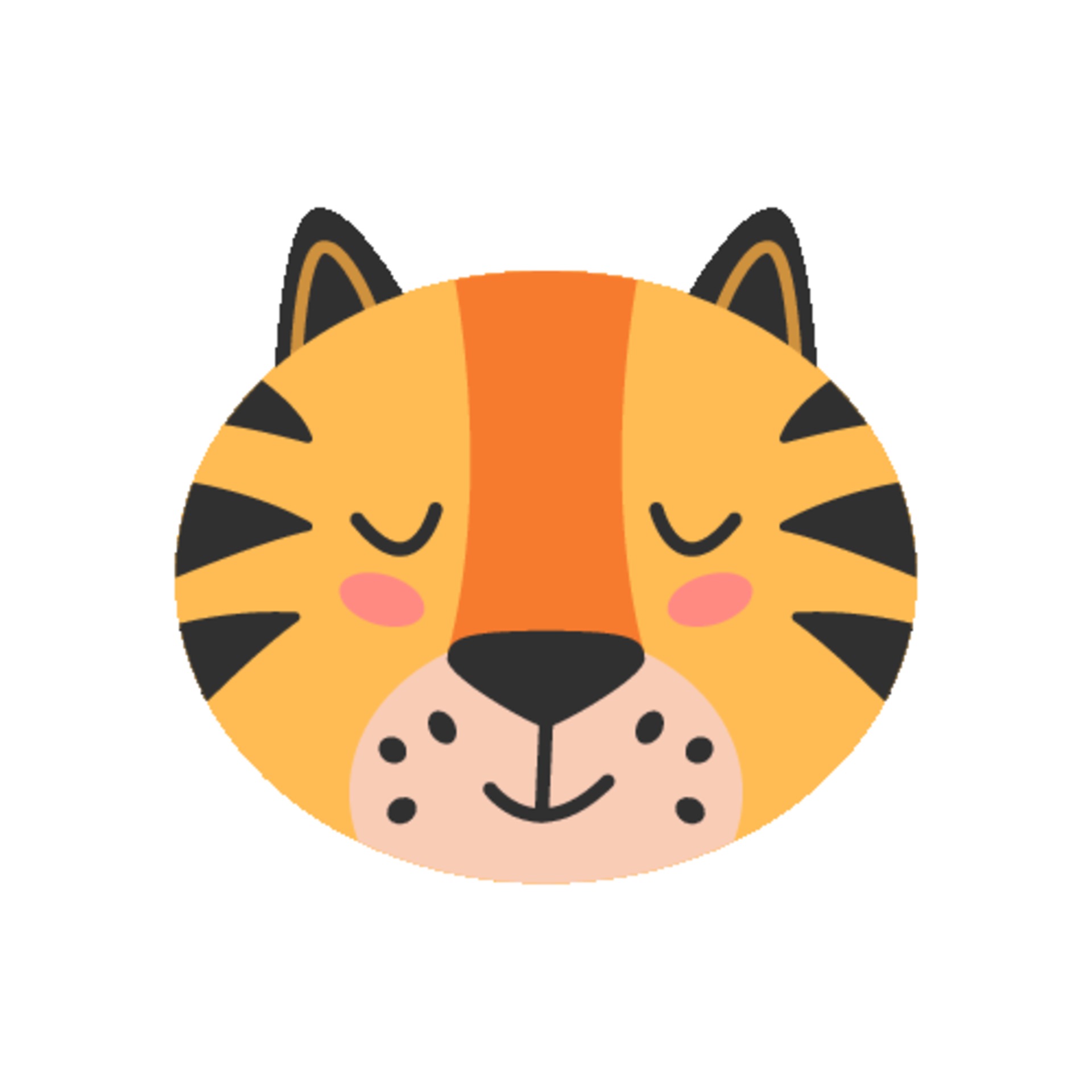 Vector illustration of cute little cartoon tiger head with eyes closed  isolated on white background 2369448 Vector Art at Vecteezy