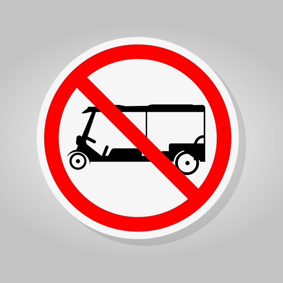 No hay tuk tuk Tailandia o rickshaw señal de tráfico de tres ruedas vector