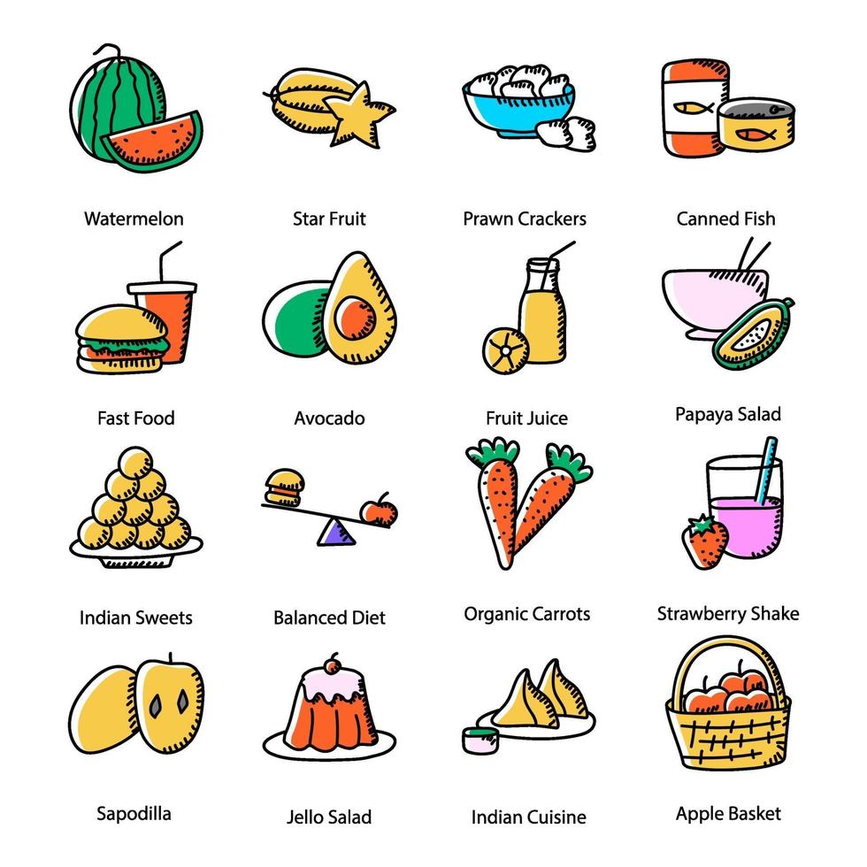 doodle de comida nutritiva vector