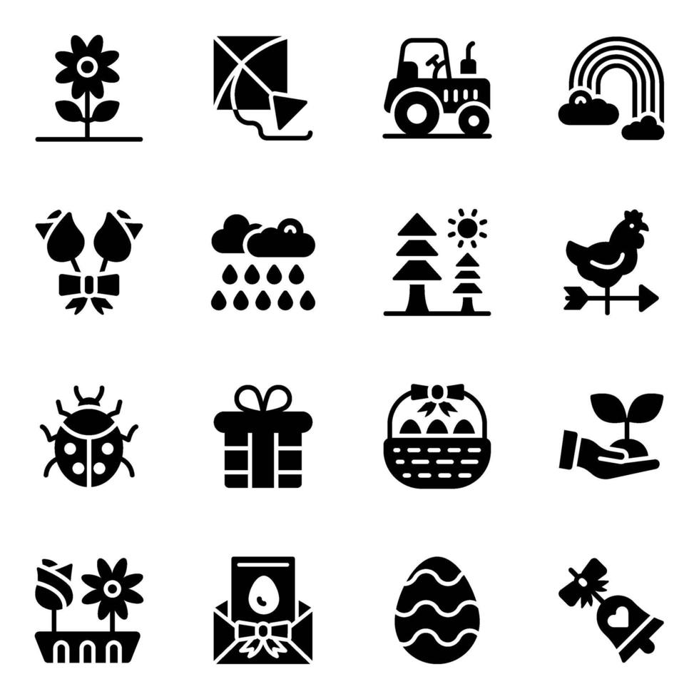 Springtime Glyph Icons vector