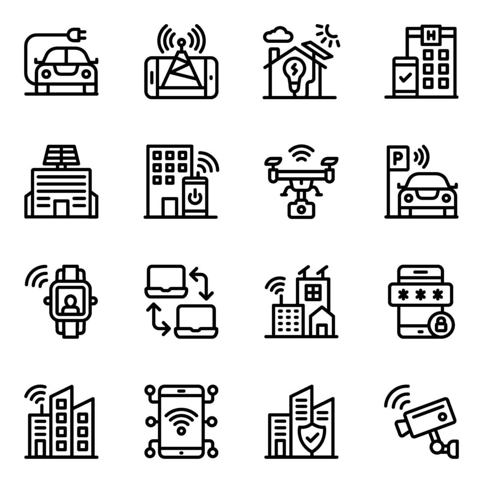 iconos lineales iot vector