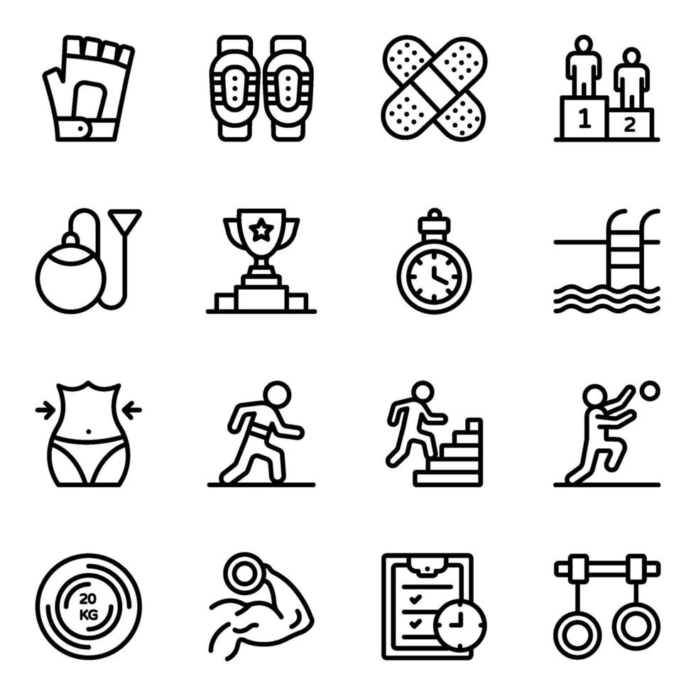 Fitness Linear Icons vector