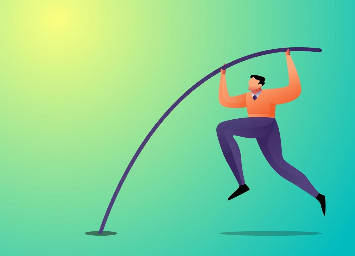 illustration concept with businessman jumping with pole vault vector