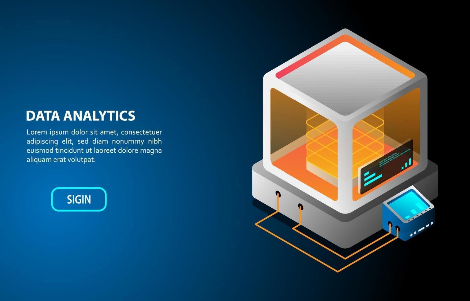 diseño isométrico del concepto de análisis de datos vector