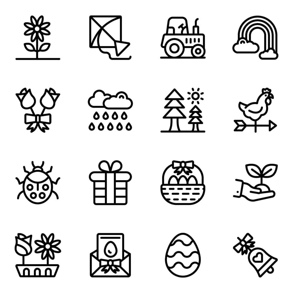 Springtime Glyph Icons vector