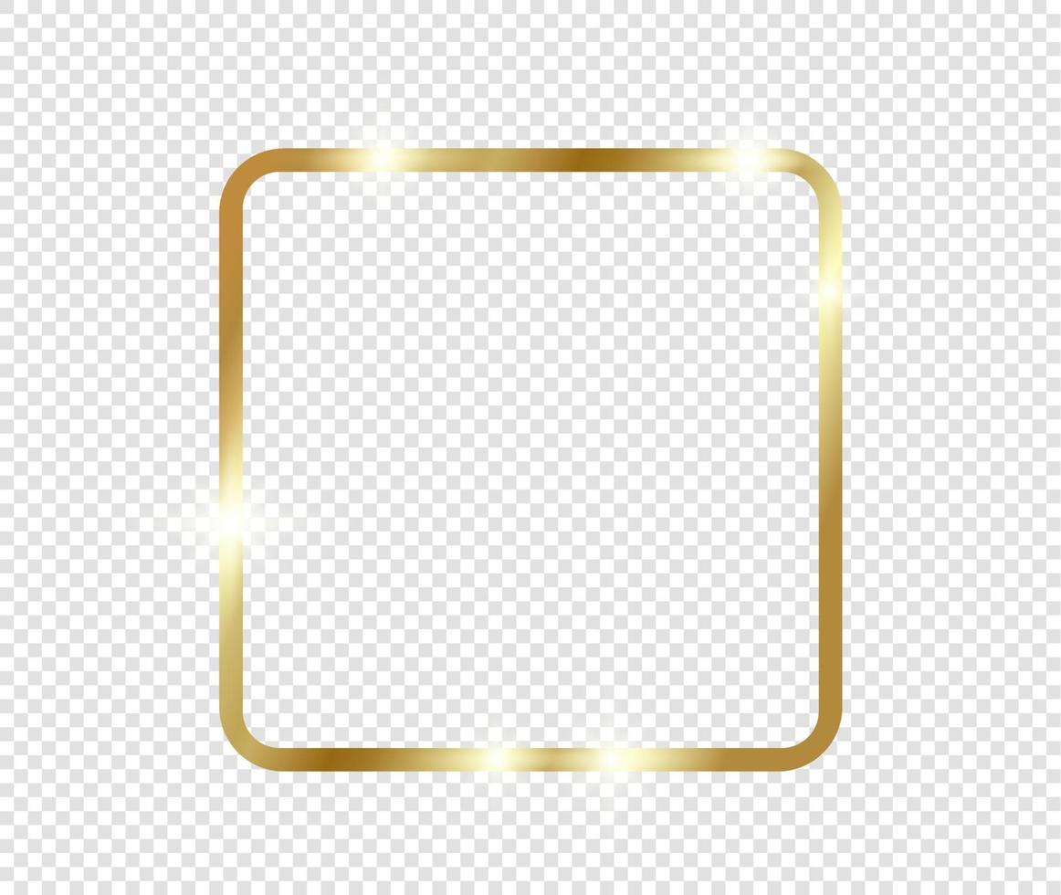 Golden luxury vintage realistic gold shiny glowing frame with shadows isolated on transparent background vector