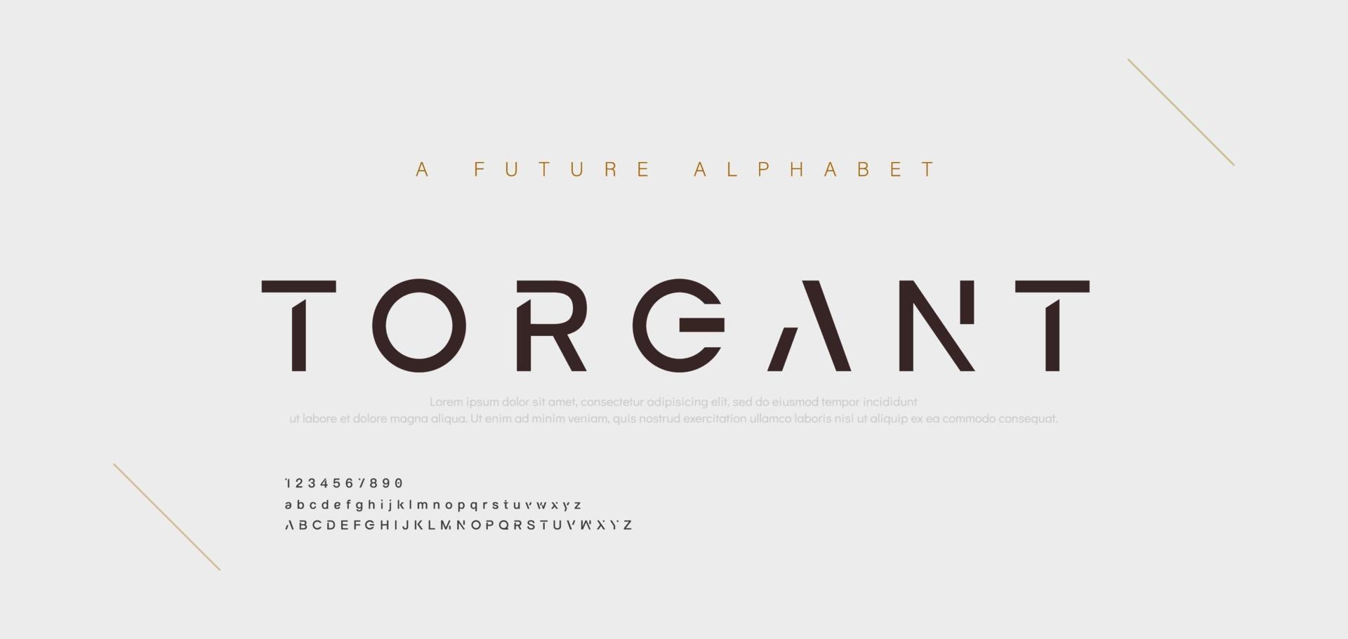 Abstract minimal modern alphabet fonts. Typography technology electronic digital music future creative font vector