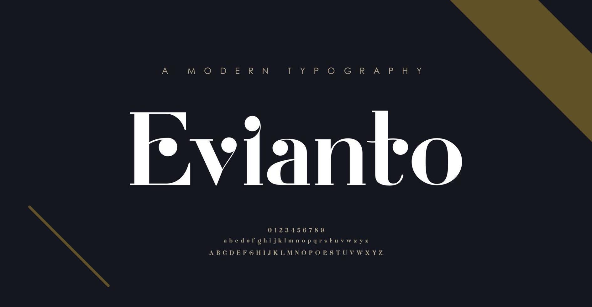 elegante fuente de letras del alfabeto y número. diseños de moda minimalista con letras clásicas. tipografía moderna fuente serif vector