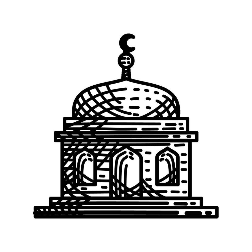plantilla de diseño de ilustración de icono de línea de mezquita vector