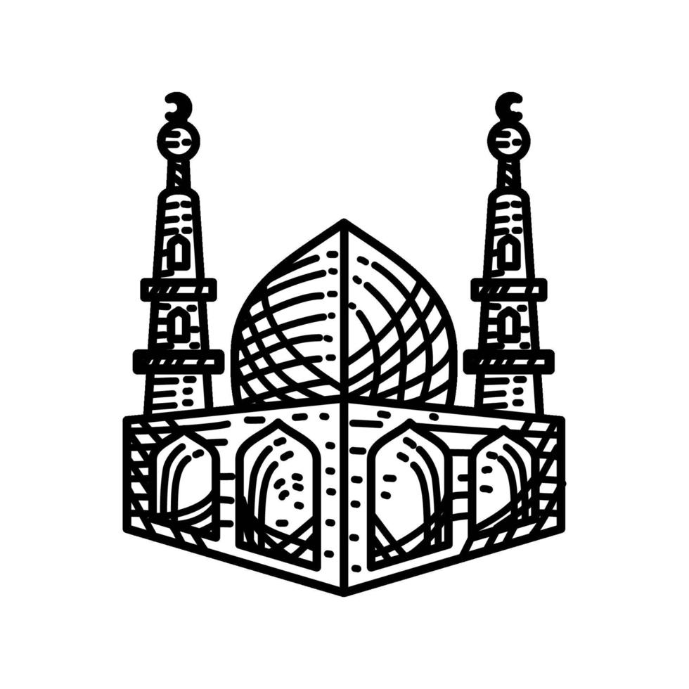 plantilla de diseño de ilustración de icono de línea de mezquita vector