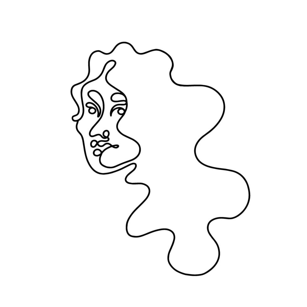 retrato lineal abstracto con estilo moderno de una mujer con el pelo largo. ilustración vectorial de moda. vector