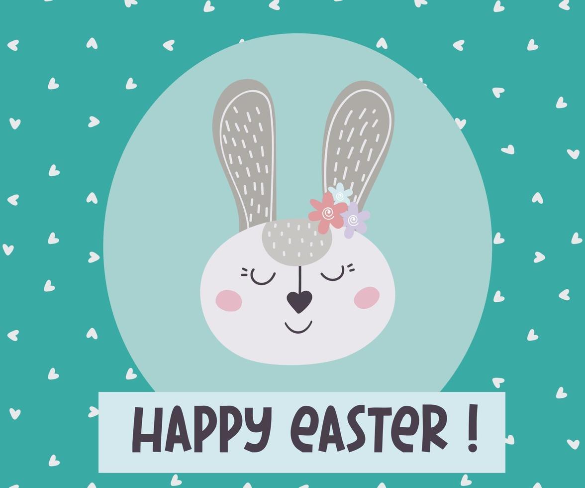 Happy Easter. Greeting card with Easter bunny . The Easter bunny. Vector illustration