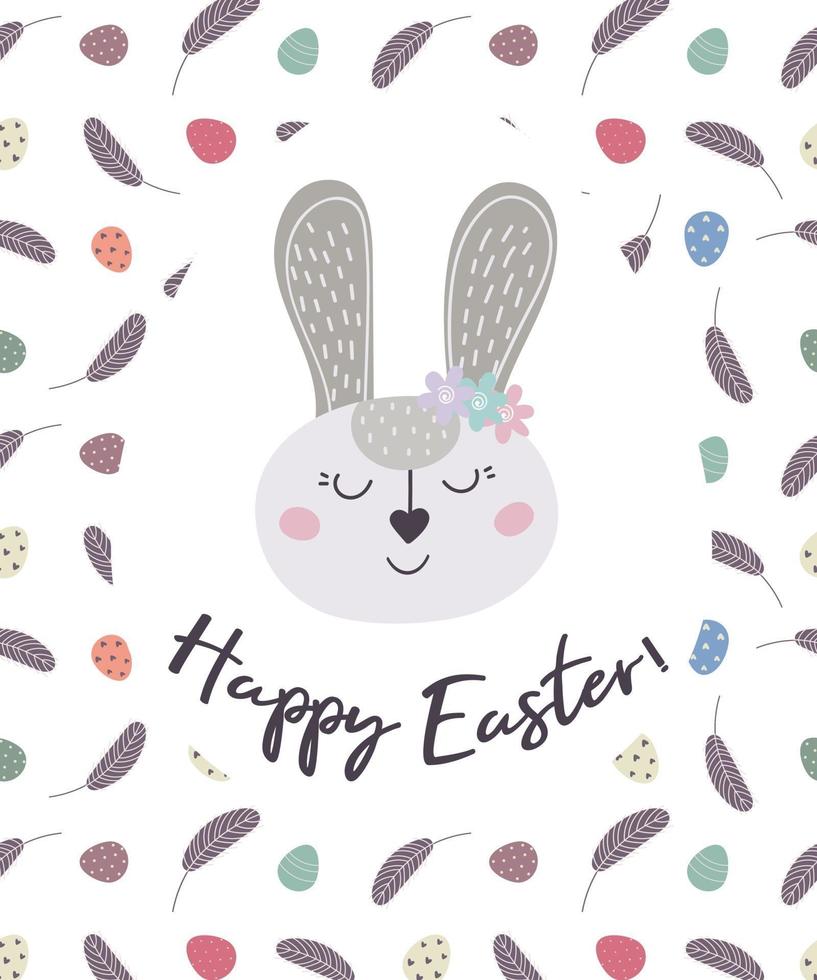 Greeting card with Easter bunny.Happy Easter. The Easter bunny. Vector illustration. Easter design, printing, postcards, stickers, invitations