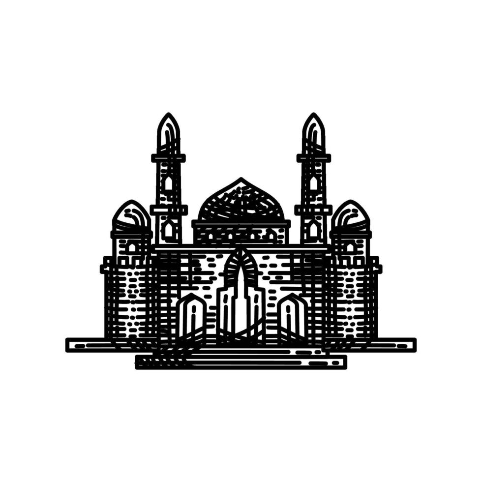 plantilla de diseño de ilustración de icono de línea de mezquita vector