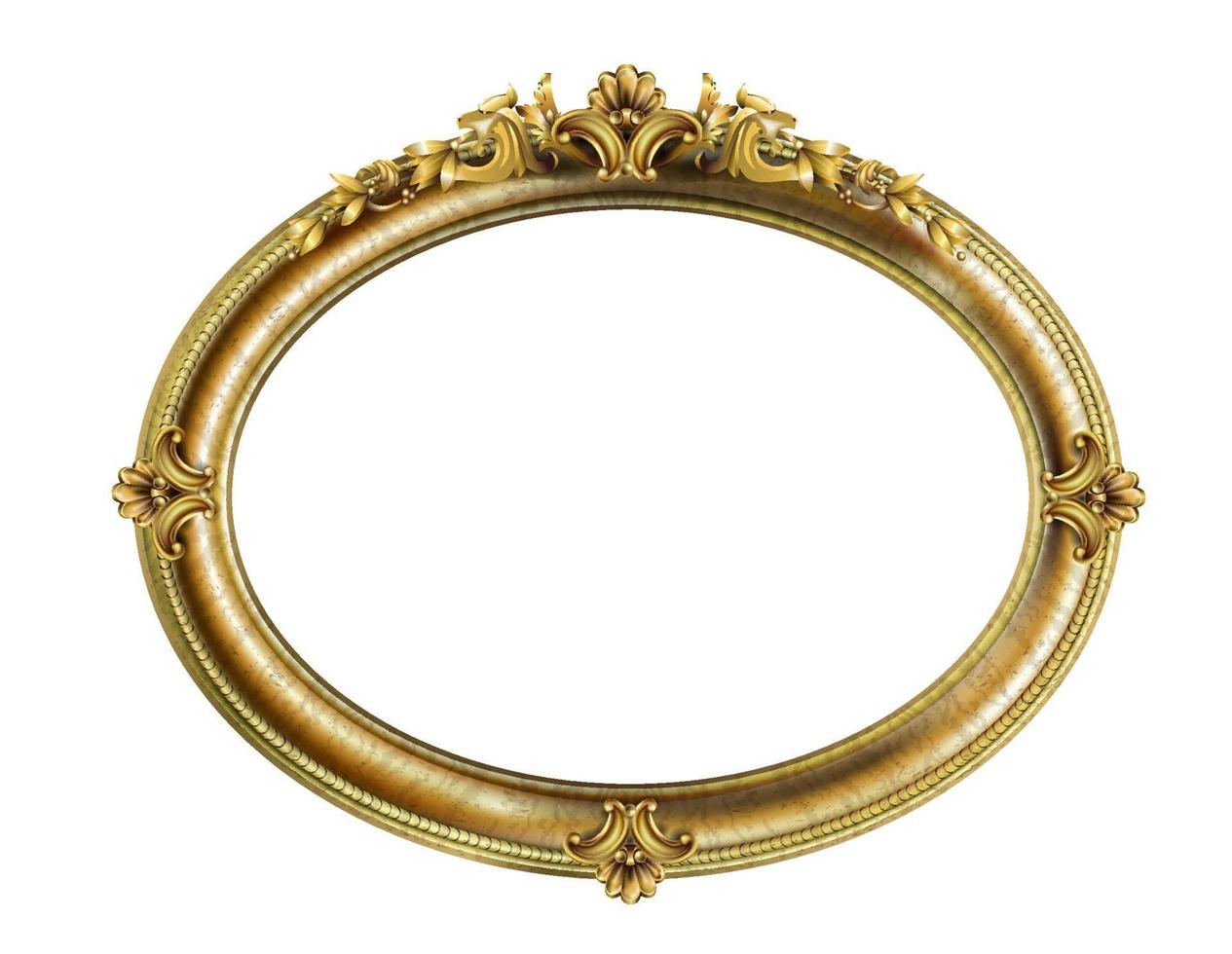 Oval classic golden picture frame vector