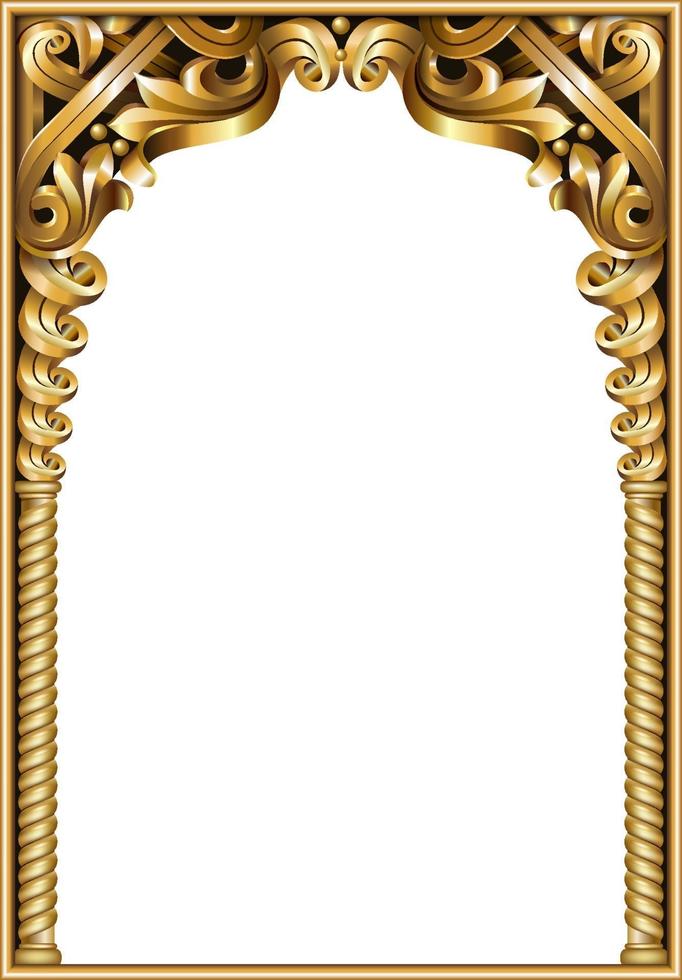 Golden classic arch portal and columns vector