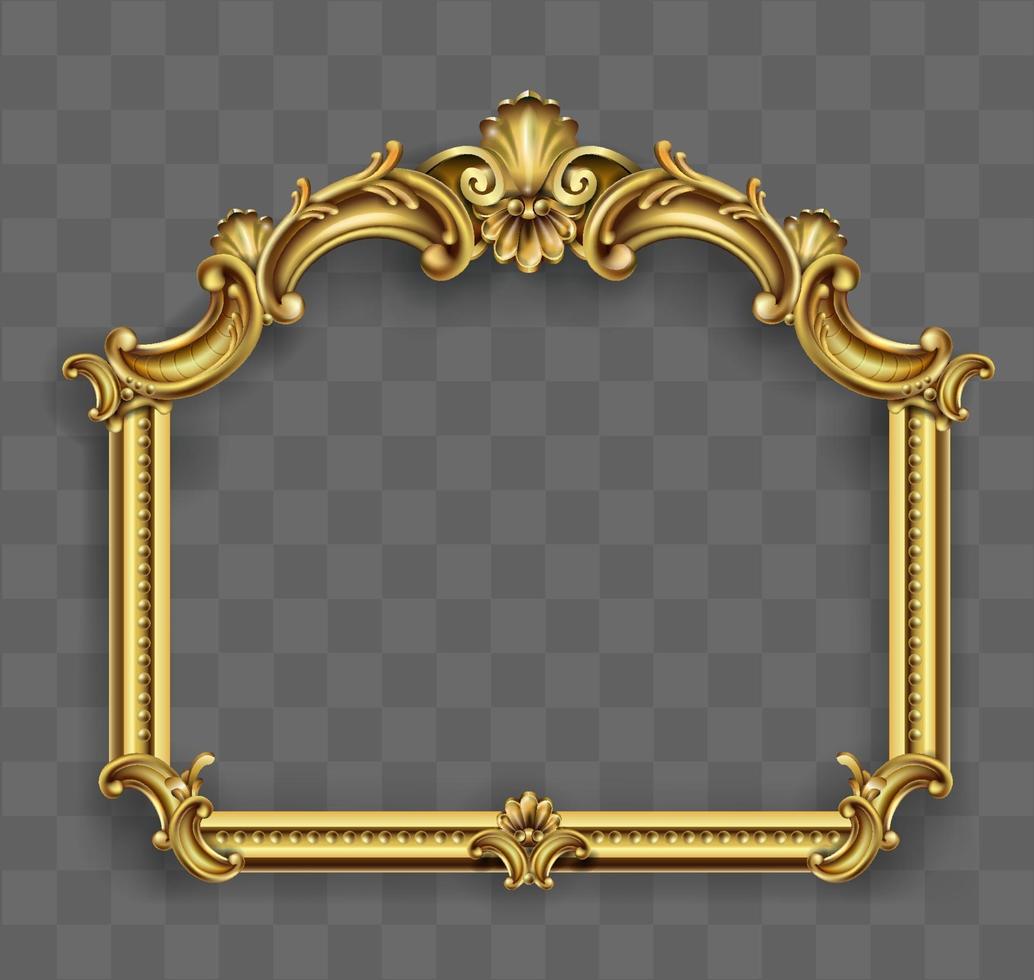 Gold classic frame of the rococo baroque vector