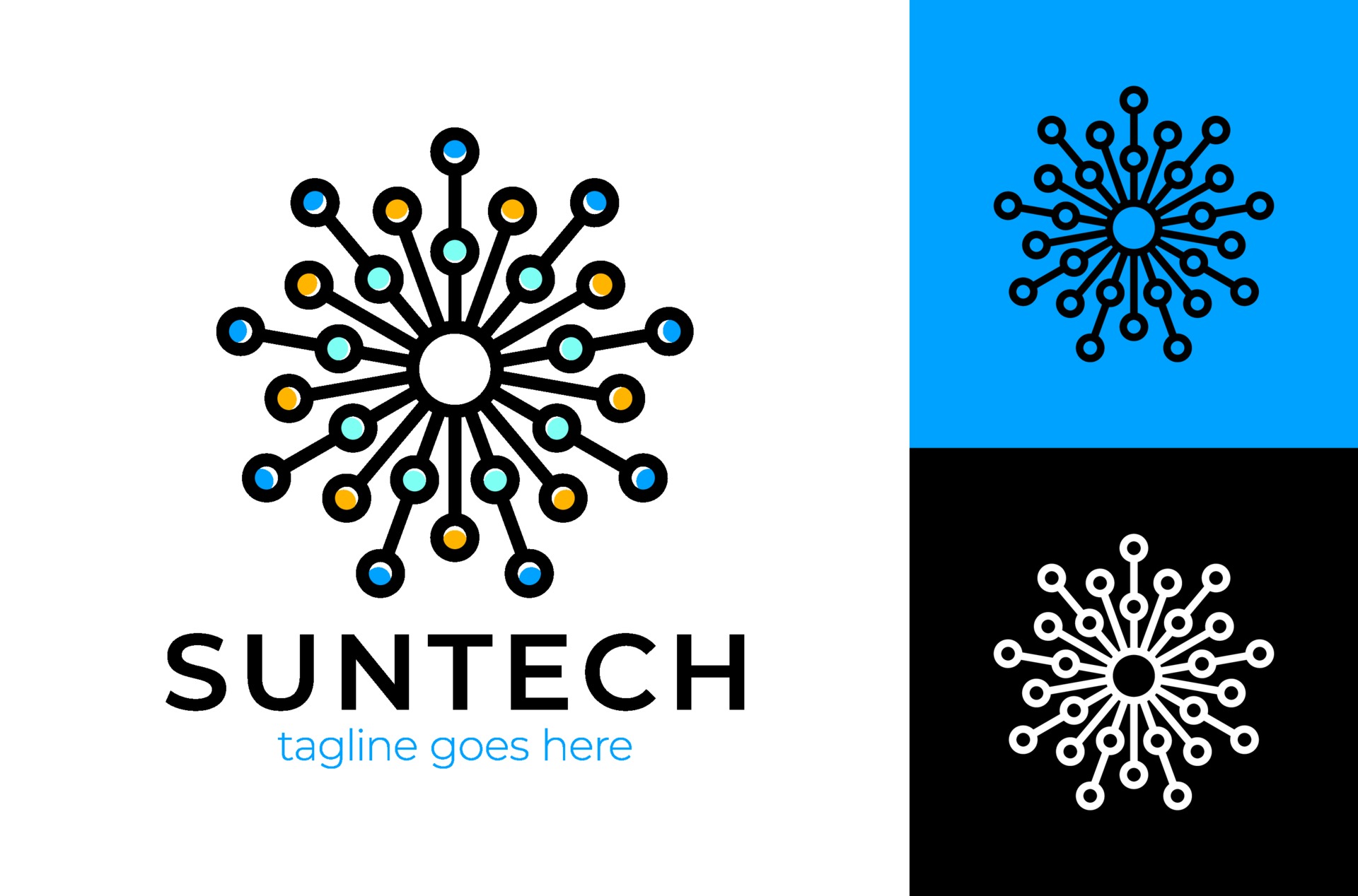 sun tech logo. Simple elegant circle technology ornament logo for