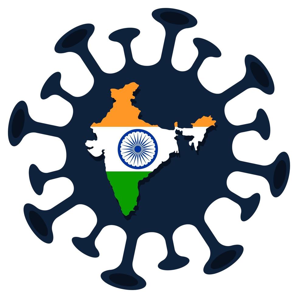 india mapa prevención del coronavirus. bandera de la india con el símbolo del virus corona, covid 2019, ilustración vectorial. vector