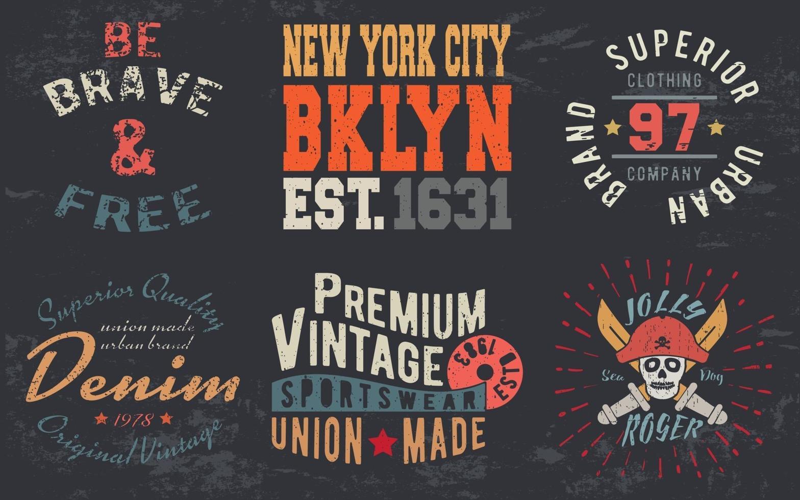 Impresión de diseño vintage para sellos de camisetas, apliques de camisetas, tipografía de moda, insignias, etiquetas de ropa, jeans y ropa casual. ilustración vectorial vector