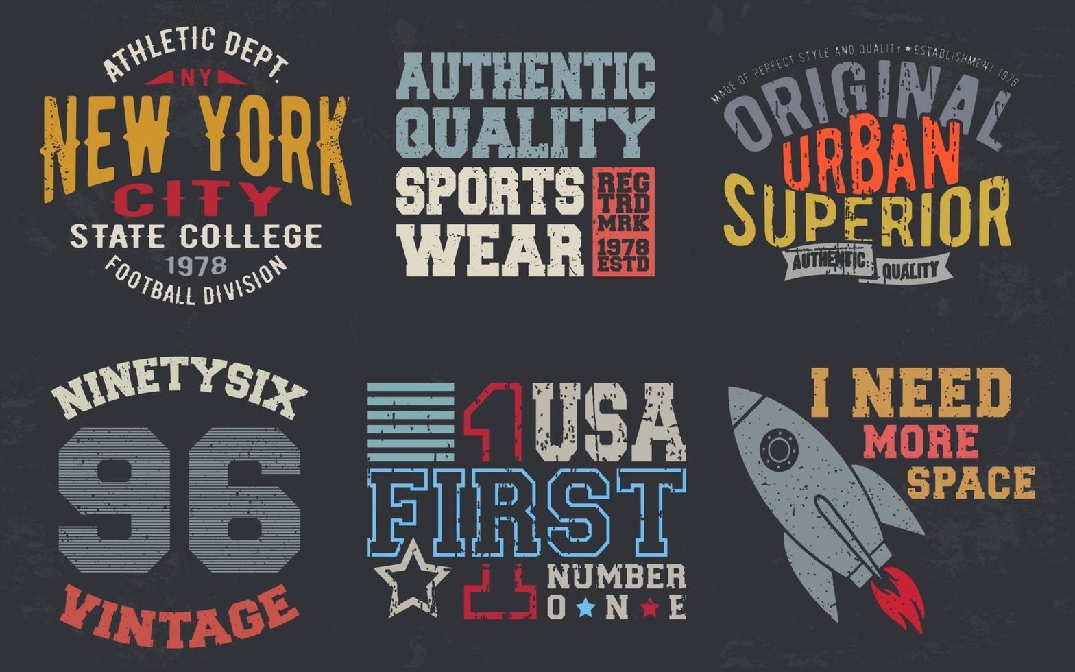 Impresión de diseño vintage para sellos de camisetas, apliques de camisetas, tipografía de moda, insignias, etiquetas de ropa, jeans y ropa casual. ilustración vectorial vector