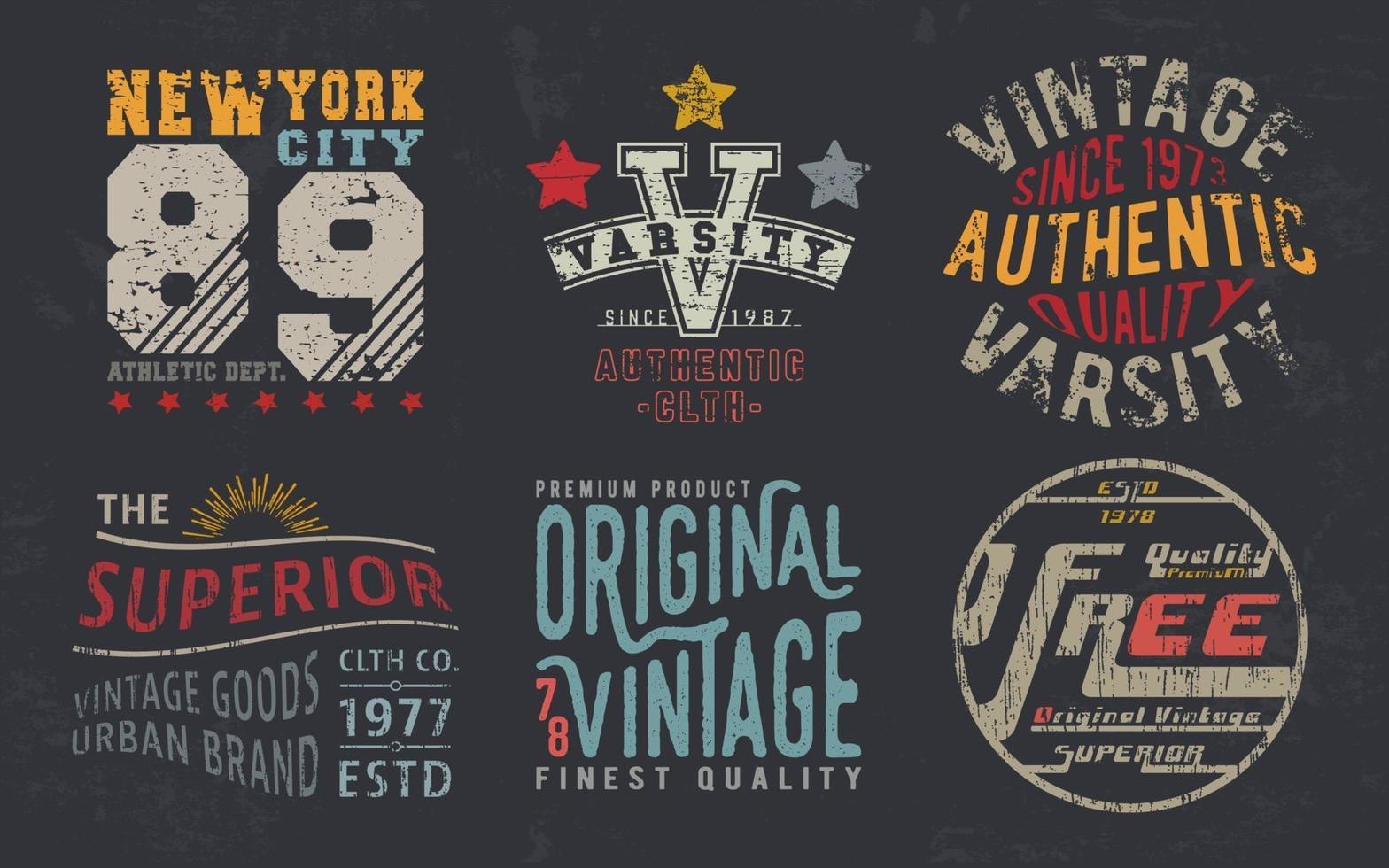 Impresión de diseño vintage para sellos de camisetas, apliques de camisetas, tipografía de moda, insignias, etiquetas de ropa, jeans y ropa casual. ilustración vectorial vector