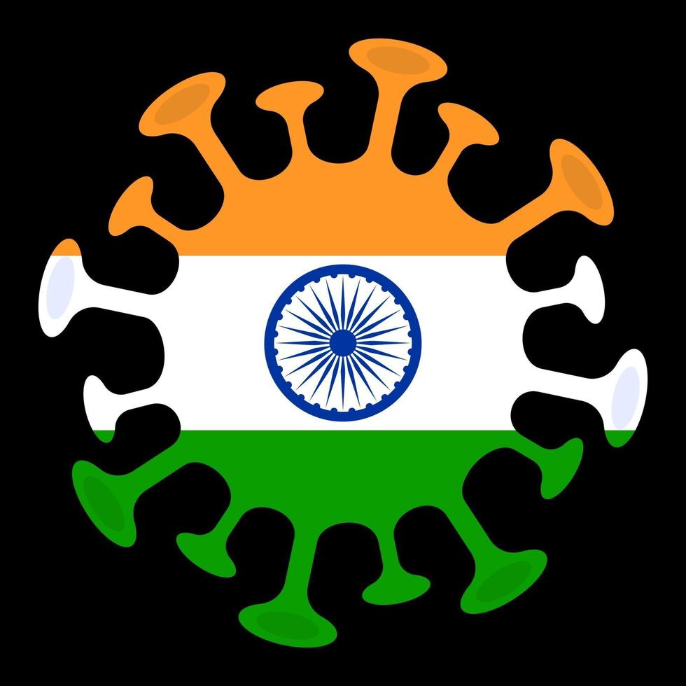 prevención del coronavirus de la india. bandera de la india con el símbolo del virus corona, covid 2019, ilustración vectorial. vector
