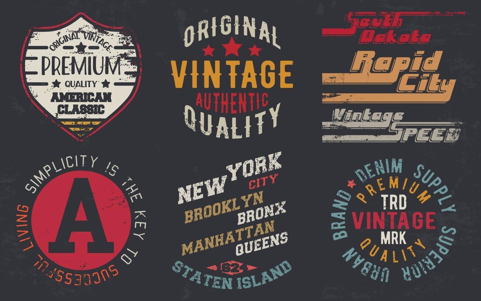Impresión de diseño vintage para sellos de camisetas, apliques de camisetas, tipografía de moda, insignias, etiquetas de ropa, jeans y ropa casual. ilustración vectorial vector