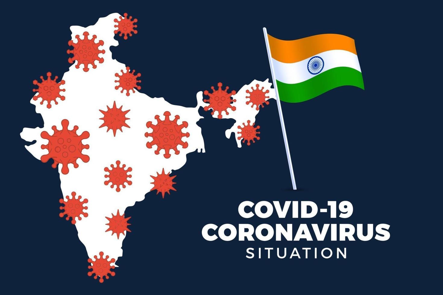 bandera del coronavirus del mapa de la india. covid-19, covid 19 mapa indio isométrico confirmado casos, cura, informe de muertes. Actualización de la situación de la enfermedad por coronavirus 2019 India. los mapas muestran la situación y las estadísticas vector