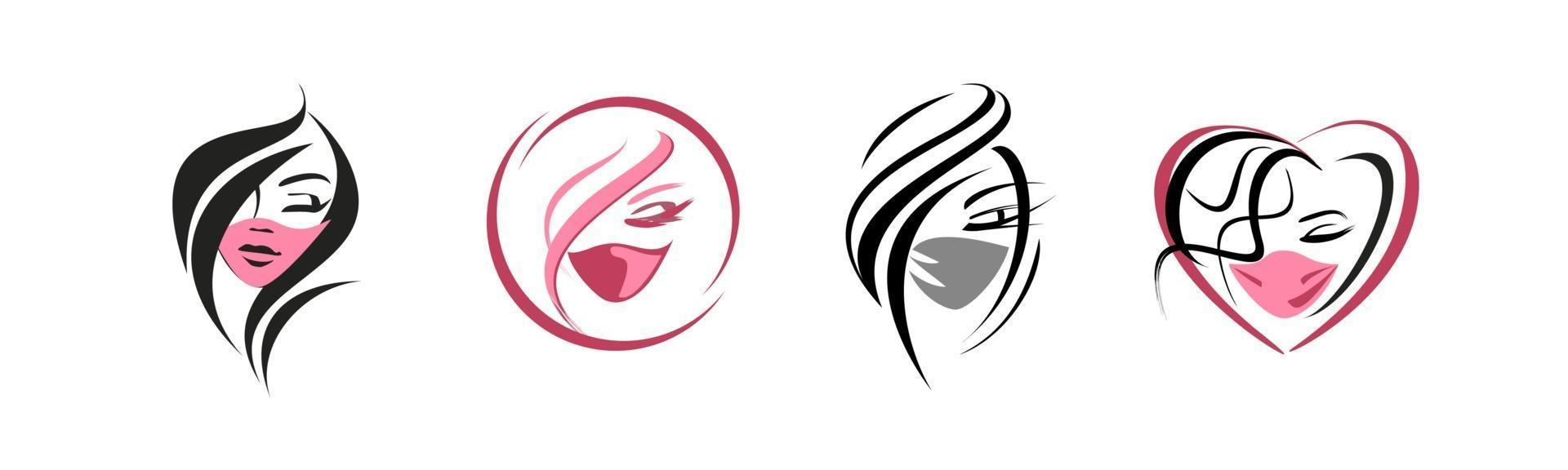 faces of girls in a protective mask vector