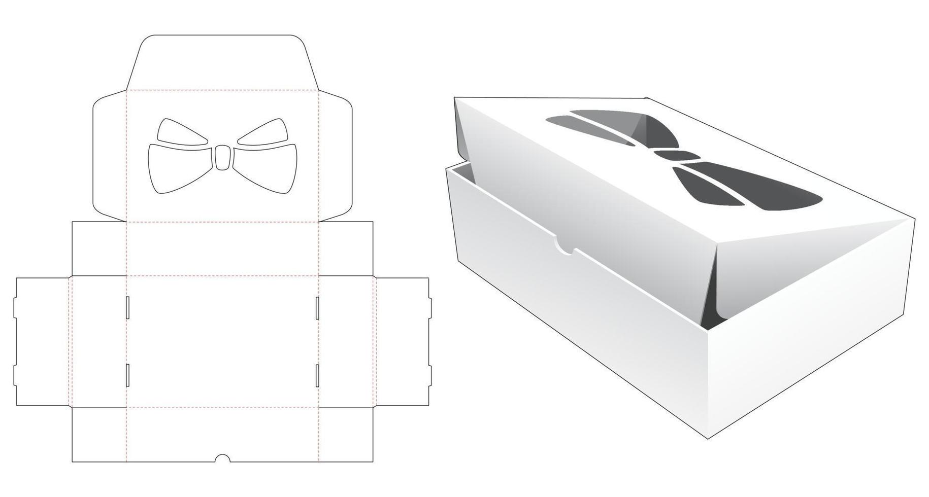 Folding box with bow stencil die cut template vector