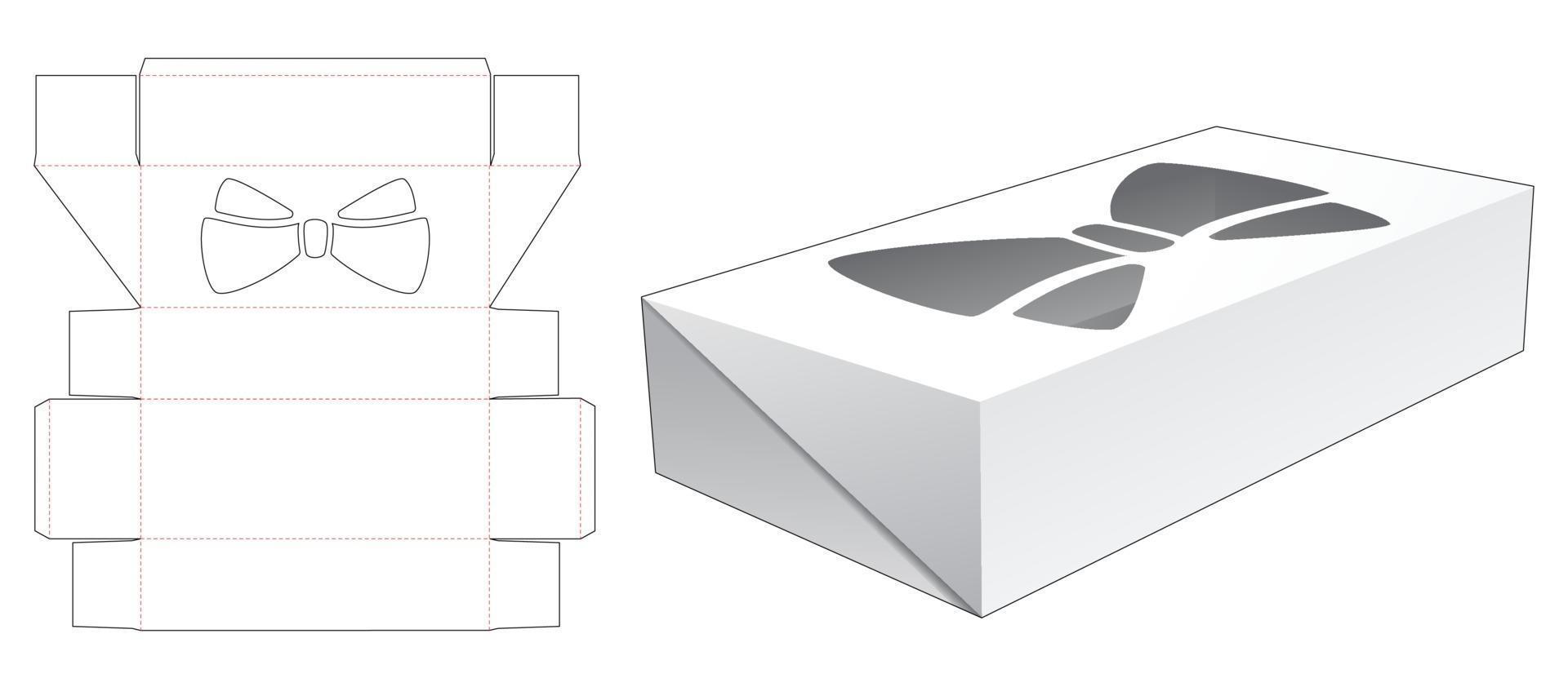 Caja de hojalata con plantilla troquelada de plantilla de arco vector