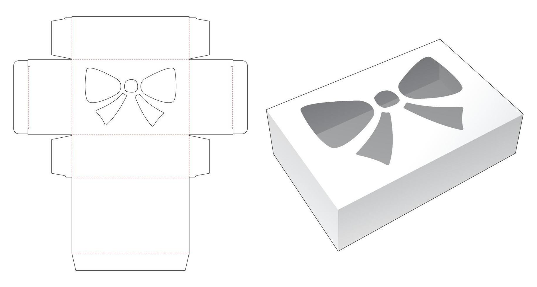 Box with bow stencil die cut template vector