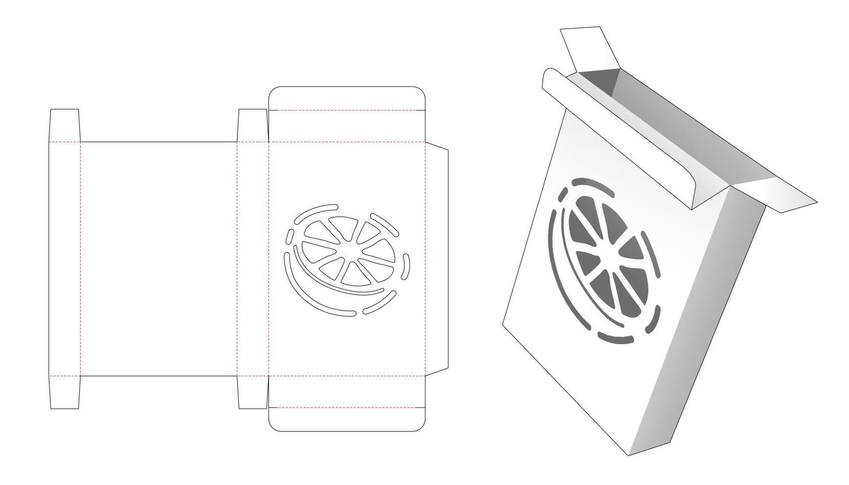 Simple tin box with lemon shaped stencil die cut template vector